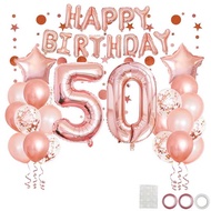 LY 41Pcs Rose Gold Mixed Balloons 50Th Birthday Party Decorations Fifty 50 Years Old Woman Happy