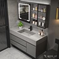 ‍🚢Solid Wood Nano Rock Integrated Bathroom Cabinet Washbasin Cabinet Combination Sink Bathroom Table Face Mirror Set