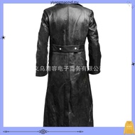 MEN'S GERMAN CLASSIC WW2 MILITARY UNIFORM OFFICER BLACK LEATHER TRENCH COAT