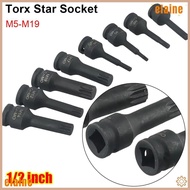 ELAINE 1Pcs Electric Drill Socket Adapter, 78mm Length Cr-Mo Steel 12 Point Torx Socket, Long Bit M5