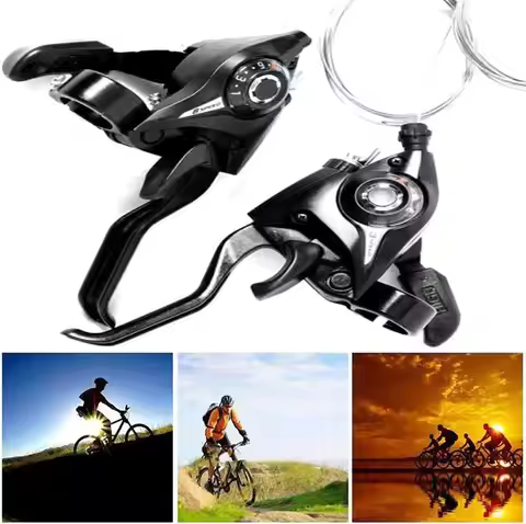 Bike Gear Shifter 3 x 7/8 21/24 Speed Bicycle Brake Levers with Gear Indicator and Left Right Brake 