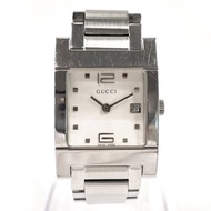 【日本直送 中古美品】グッチ GUCCI 腕時計 7700L ステンレススチール シルバー ホワイト クオーツ スクエアフェイス