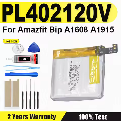3.8V 200mAh PL402120V Brand-New Polymer Lithium Ion Battery for Amazfit Bip A1608 + Free Tools