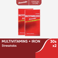 Stresstabs Multivitamins + Iron 30s x2 Fights Stress, Restores Mental Focus; Maintains Healthy Skin