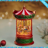 Carousel Horse Snow Globe Music Box, Santa Claus Snowing Carousel Music Box