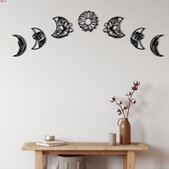 LEOTA 7Pcs/set Black Moon Mirror Sticker, Black DIY 3D Lunar Phase Ornament, Creative Exquisite Mirror Surface Flower Acrylic Wall Pendant Bedroom