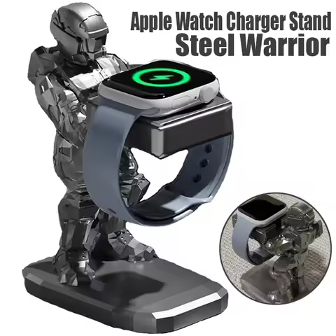 Steel Warrior Charger Stand for Apple Watch 9 8 7 Metal Charging Bracket for Iwatch Base Show Holder