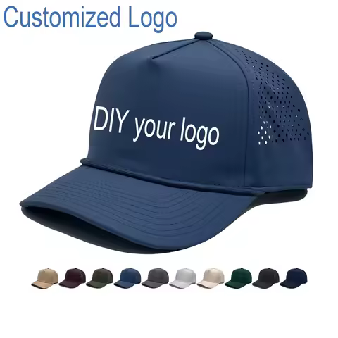 Custom Logo Print 5-Panel Baseball Cap Male Female Polyester Quick-drying Truck Driver Hat with Rope