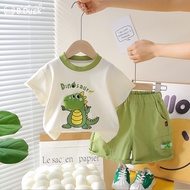 B.Duck boys clothes suit Dinosaur Boy Short Sleeve Shorts Set Two Piece Set