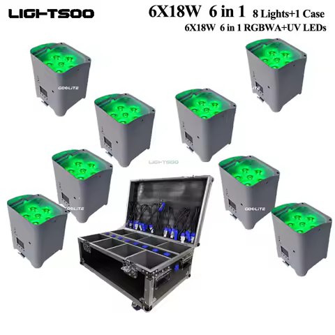 8PCS/ Lot 6x18w Battery Par RGBWA+UV Control Light For DJ Disco Wedding Stage Lighting 6x18w Battery