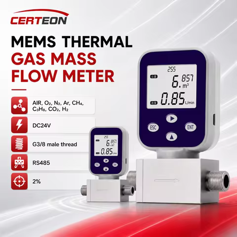 SL Series MEMS Gas Mass Flow Meter Thermal Sensor DC24V RS485 Air Nitrogen Oxygen Hydrogen Argon Con
