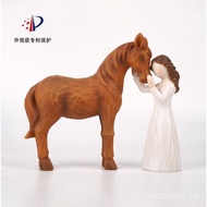 Horse Riding Resin Series Horse Animal Decoration Hug Crafts Home and Decoration Cross-Border Girl S
