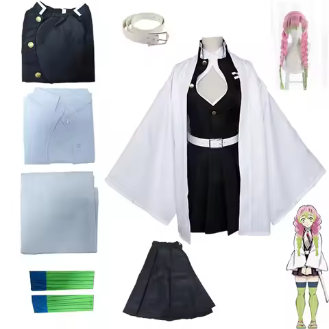 Anime Demon Slayer Kanroji Mitsuri Cosplay Costume Kimetsu No Yaiba Devil Hunter Haori Dress Wig Hal