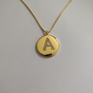 สร้อยคอตัวอักษร ทองแดง ไมโครฝังเพทาย ชุบทองแท้ จี้ เครื่องแต่งกายแบรนด์ สไตล์เดียวกัน ตัวอักษร AMS น