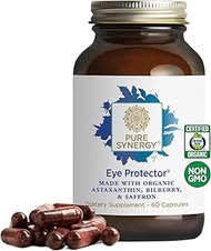 PURE SYNERGY Eye Protector | 100% Natural, Vegan Eye Health Supplement | with Organic Astaxanthin, L