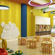 Promo // Wallpaper Dinding 3D Timbul Isi 10 Lembar Motif Batu Bata Putih Murah