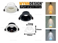 Wynn Design [Anti Glare] Recess Eyeball Casing with GU10 Led Bulb Single Holder Recess Deep In Round