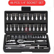 46pcs Socket Set Ratchet Wrenches Repair Screwdriver Combination Tool Box Combination Kit