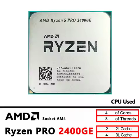 AMD Ryzen 5 PRO 2400GE R5 PRO 2400GE 3.2 GHz Quad-Core Eight-Thread 35W CPU Processor YD240BC6M4MFB 