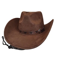 [Cowboy Hat] Cowboy Hat Western Cowboy Hat Sun Hat Ethnic Style Top Hat Suede Cowboy Hat Retro Cowbo