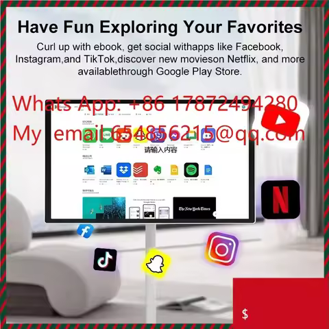 27 Inch Smart Mobile TV W27 Portable Android Tablet 128GB Touch Screen Floor Standing with Coupons