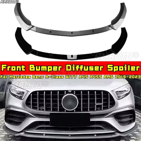 For Mercedes Benz A-Class W177 A45 A45S AMG 2019-2023 Body Kit Front Bumper Lip Front Bumper Splitte