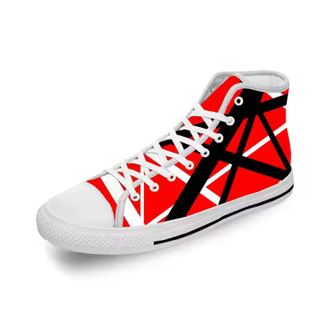 Van EVH 5150 STRIPES Halen Harajuku Lightweight Cloth 3D Print High Top Canvas Shoes Men Women Casua