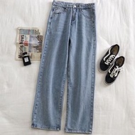 高腰牛仔褲直筒【淺藍色 S-2XL碼】【下單后聯絡客服確認發貨尺碼】