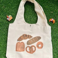 麵包秀原創設計插畫文創拉鍊藝術帆布包學生通勤環保寶媽包袋