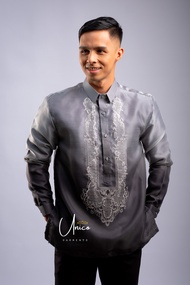 Barong Tagalog for Men Piña Organza with Lining Celestial Gray