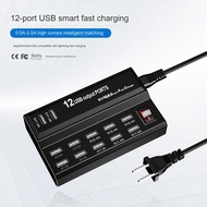 Multi-port charger, 12-port USB smart charger socket, 5V2A charger socket with switch