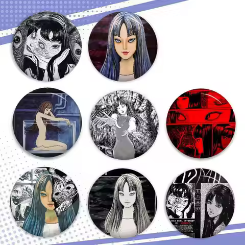 Junji Ito Tomie Retro Kawakami Soft Button Pin Funny Silly Gnarpy On A Skateboard Meme Badge Gamer C