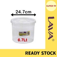 (6.7L) LAVA Transparent Air Tight Multipurpose Round Container Food Storage Canister / Bekas Tupperw