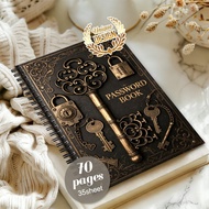 1pc Vintage Bronze Key Lock Decor Design For Home Or Office, Password Notebook For Internet & Comput