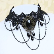 Snake Boutique Exquisite Gothic Necklace Fashion Gothic Style Lace Obsidian Necklace Lolita Necklace