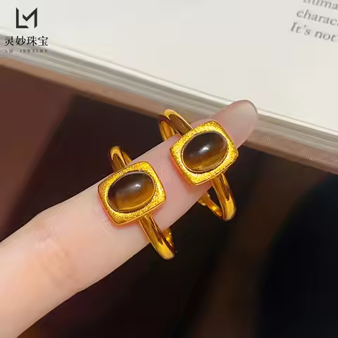 Valuable Ring Women's 24K Gold AU999 - Tiger Eye Guardian Meaning, Gold Band Value Preservation, Col
