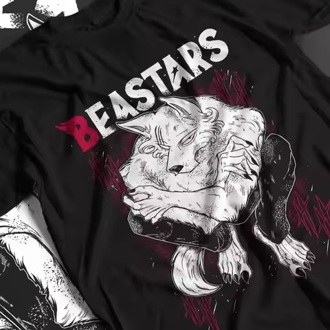 2026 summer BEASTARS Single Sided T-shirt Legoshi Wolf Anime Manga Print Oversized Cotton Tee For Be