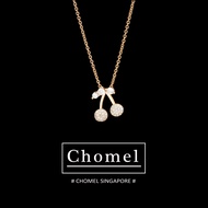 Chomel Silver Diamond Cherry Lockbone Chain Necklace for Women Simple Fashion Jewelry Pendant Alloy