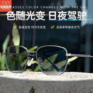 Photosensitive Glasses With Degree Glasses Men Glasses Color-changing Myopia Glasses Men's Square Fa
