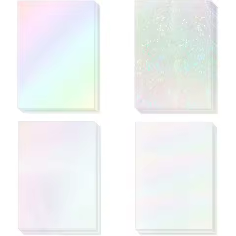 A4 20 Sheets -4 Styles Holographic Cold Laminating Film Clear Self-Adhesive Vinyl Sticker 8.3x11.7 I