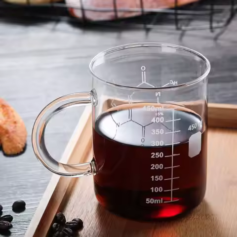 Measure Jugs Mixing Mug for Bar Milk Coffee Liquid Heavy Glass Measuring Cup for Tea Coffee Latte Un