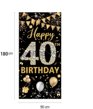 Black Gold Happy Birthday Decorations Door Hanging Banner 21st 30th 40th 50th Birthday Party Photo P