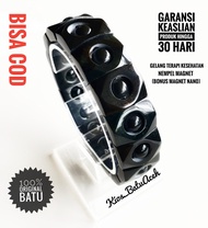 Gelang Batu Giok Hitam Black Jade Original Asli Aceh Cutting Kombinasi Bulat