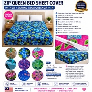 Zip Queen Bed Sheet 5' x 6' x 4''152cm x 182cm x 10cm Cover with Zip.