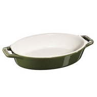 法國STAUB 橢圓型陶瓷烤盤/烤皿/烘焙盤 1.1L 羅勒綠 2入合售