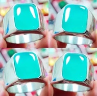 Cincin Batu Akik Asli Natural Green Chrysoprase Chalchedony Kotak Kristal