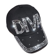 Popfizzy Womens Bling Cap, Rhinestone Baseball Cap, Bejeweled Distressed Denim Hat, Bling Gifts for 