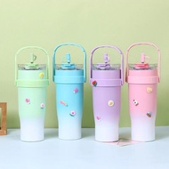 LYTA HOME Drinking Cup 304 Stainless Steel Heat Insulation Water Bottle with Straw 1200ml 3D sticker