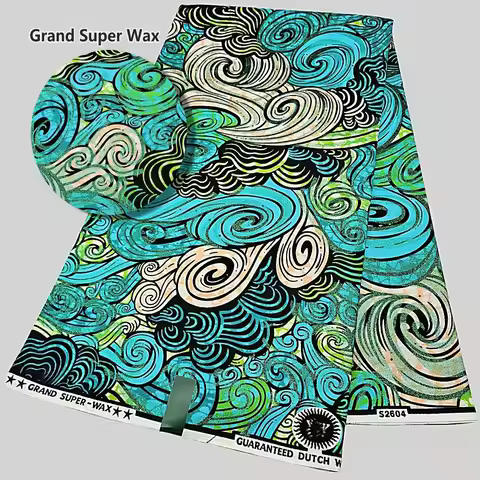 Grand super Hollandaise wax fabric, brillante golden wax glitter, original Dutch wax cloth, 6 yards 