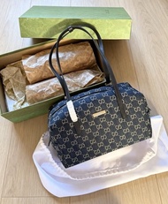GUCCI PLAQUE 牛仔布 中號 單肩包 手袋 深藍色